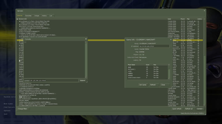 Connect to CS 1.6 server