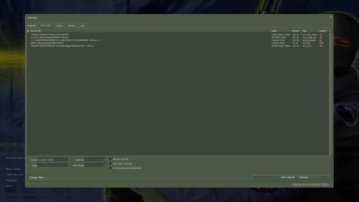 List of Favorite Servers CS 1.6