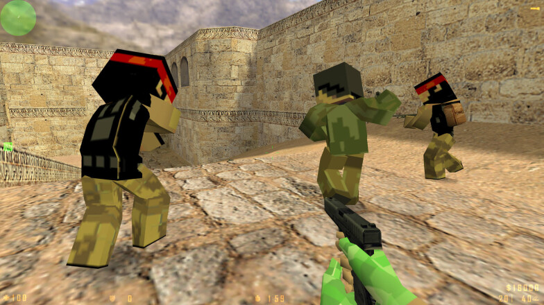 Models of terrorists cs 1.6 in the style of minecraft