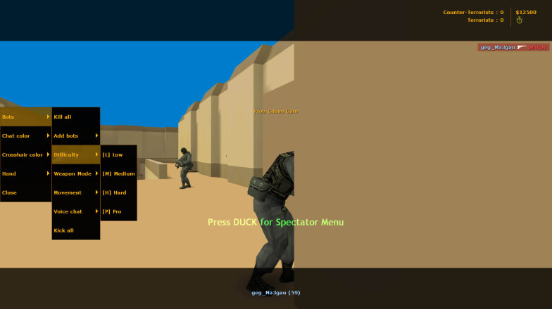 Bot settings in the game