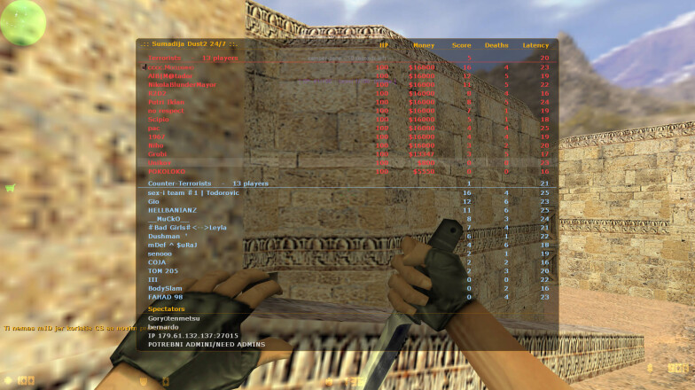 TAB menu on server