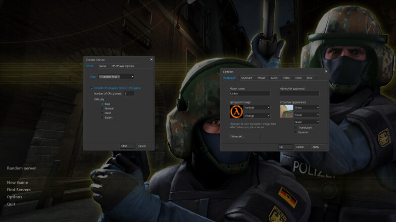 Window styles in the game CS 1.9