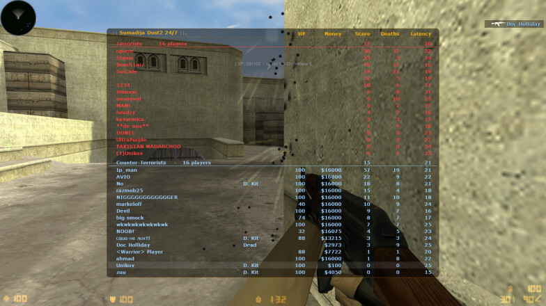 Menu TAB in the server